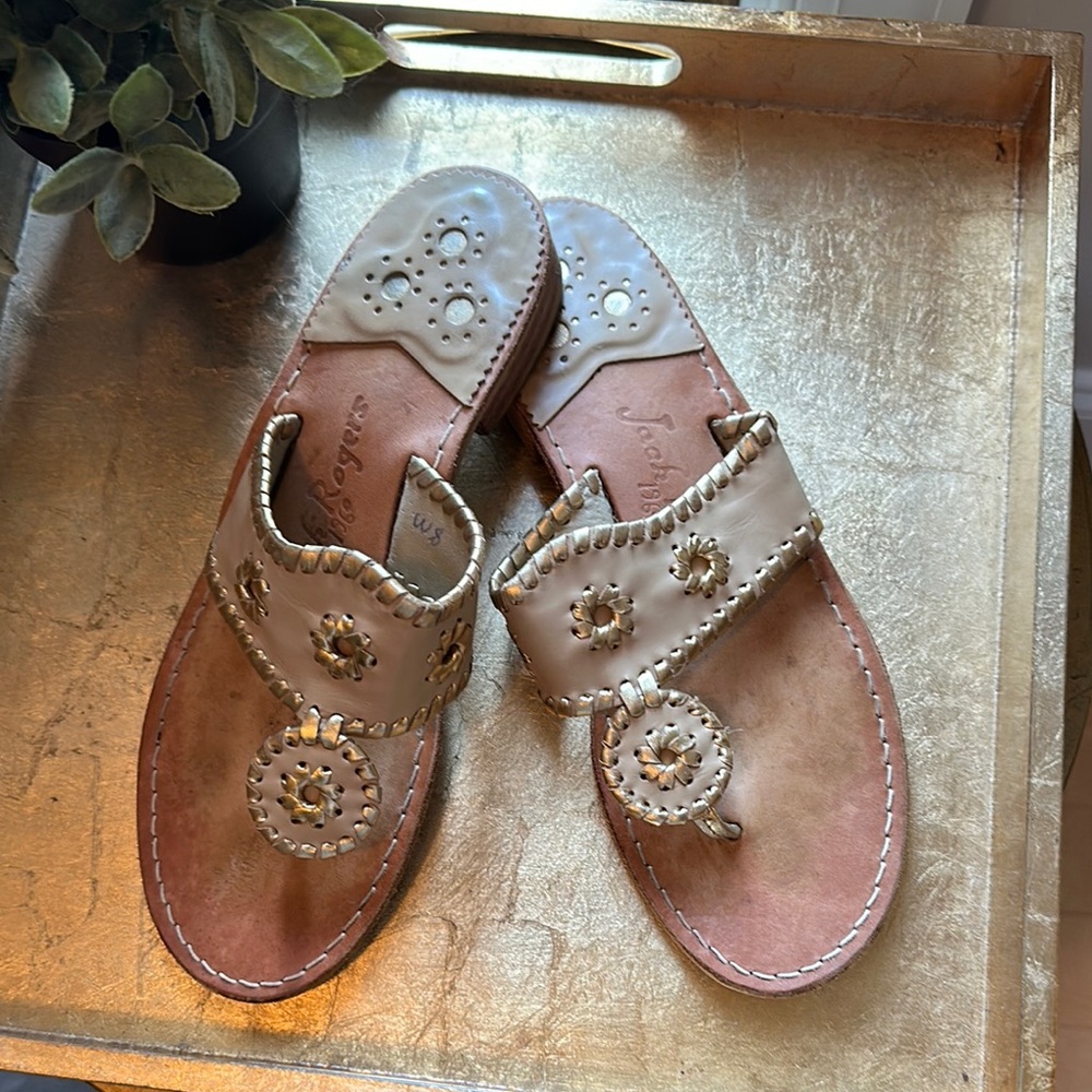 Jack Rogers Gold and Tan Sandals